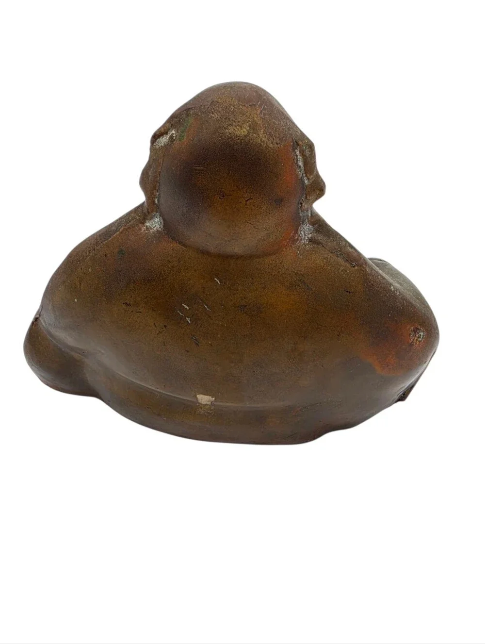 Vintage Mid Century Brass Seated Buddha Laughing Figurine  4.5 in tall